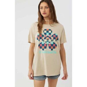 O'Neill Tide Cotton Flower Puzzle Crewneck Oversized T-Shirt Small Womens NWT